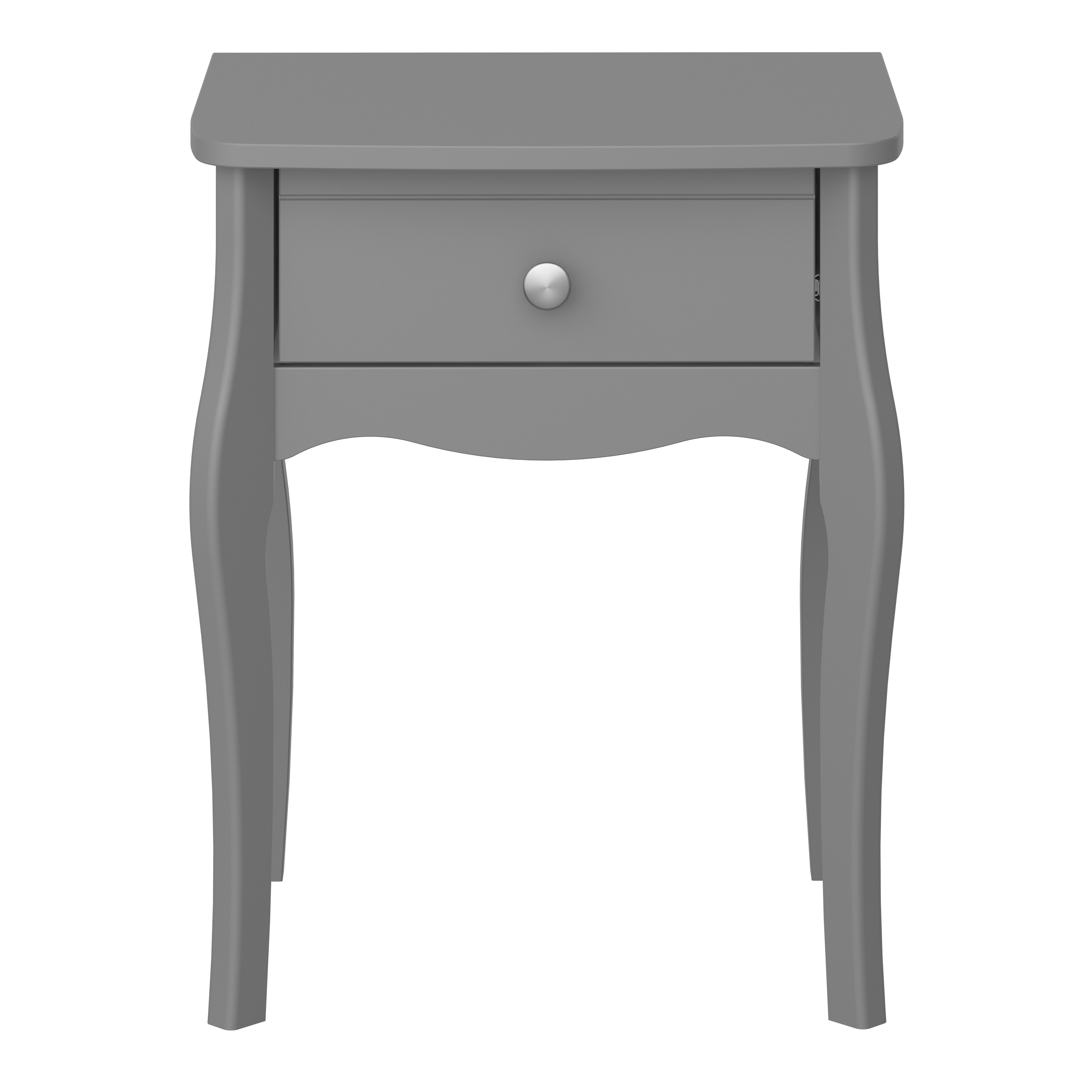 Lautner Satin grey 1 Drawer Bedside table (H)550mm (W)450mm (D)353mm