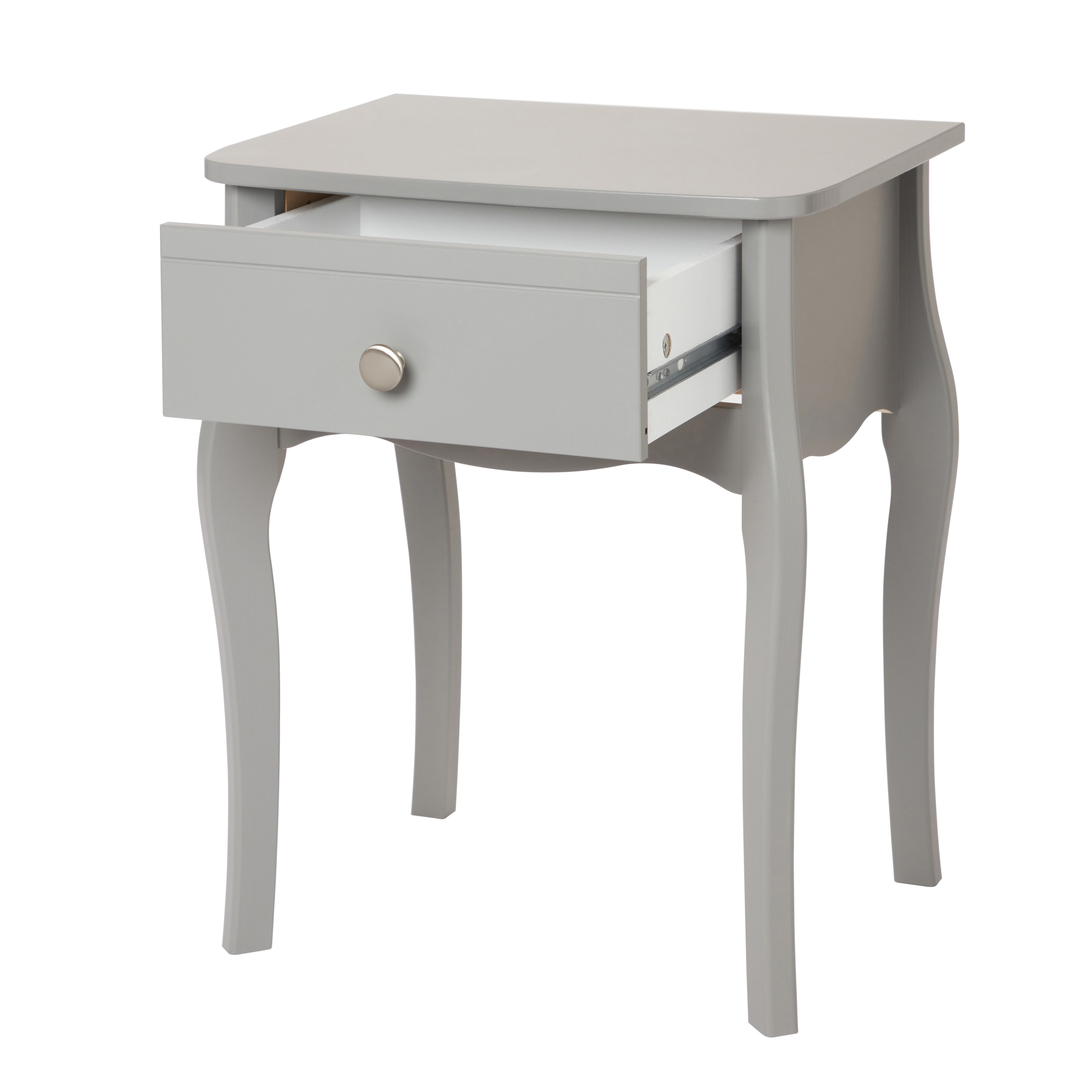 Lautner Satin grey 1 Drawer Bedside table (H)550mm (W)450mm (D)353mm