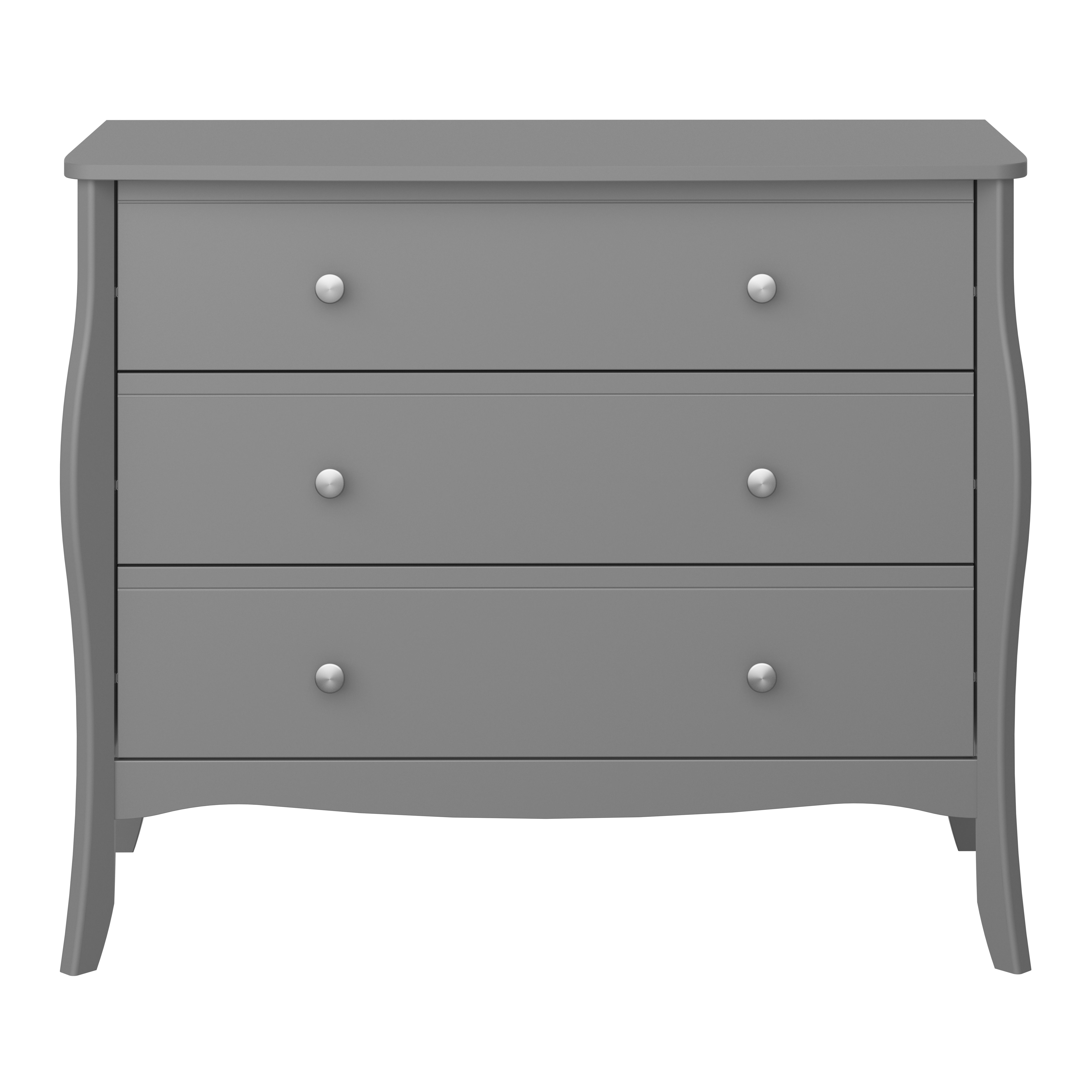 Lautner Satin grey MDF & pine 3 Drawer Wide Chest of drawers (H)800mm (W)965mm (D)450mm