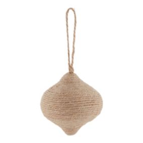 Layered greens Natural Hessian effect Jute Hanging decoration (D) 80mm