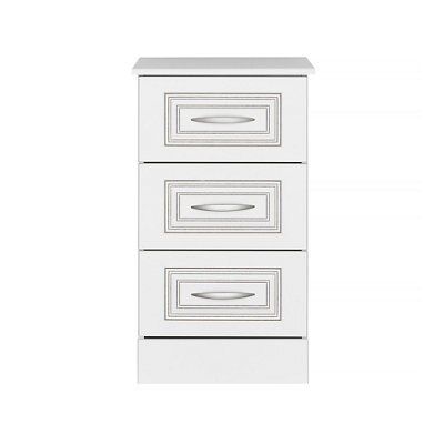 Laysan Matt white 3 Drawer Chest of drawers (H)740mm (W)430mm (D)450mm