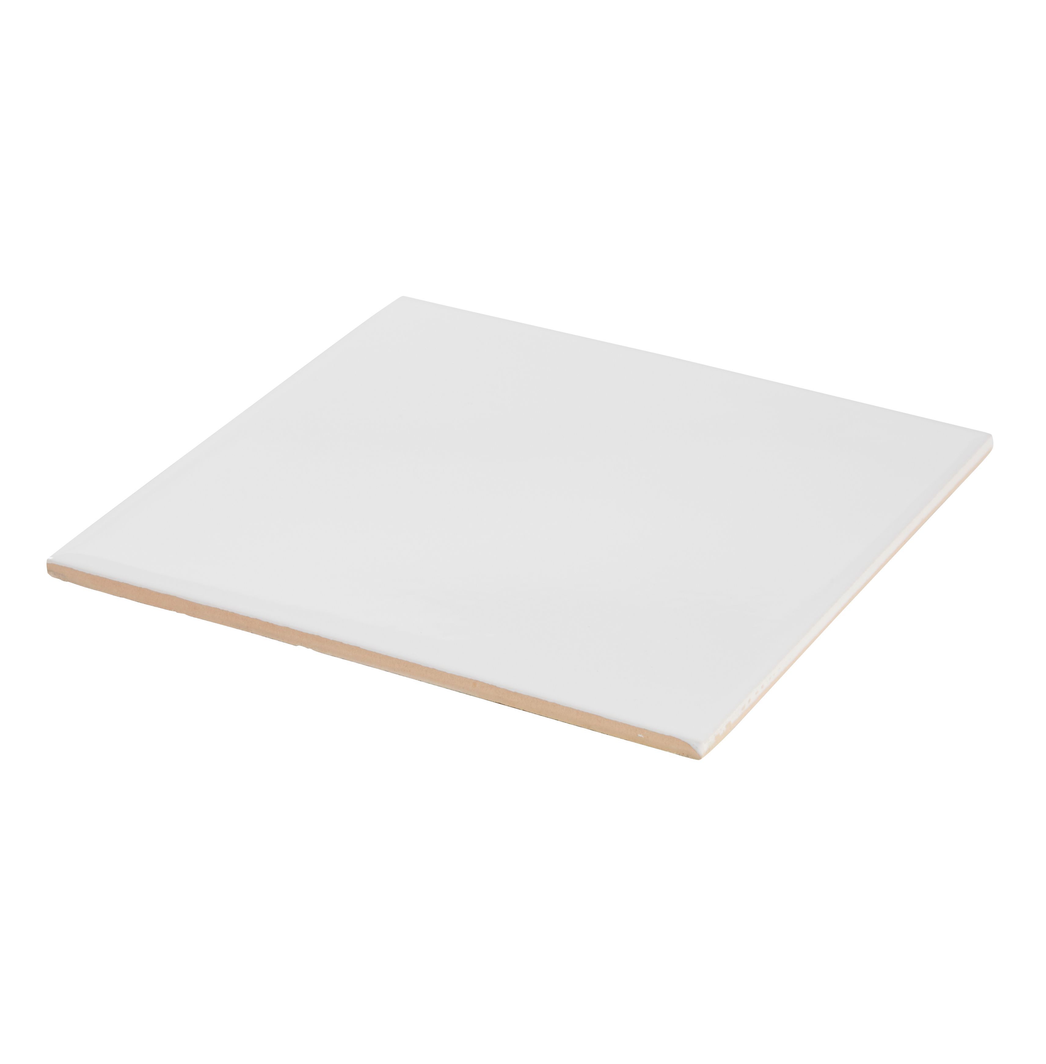 Leccia White Gloss Ceramic Wall Tile, (L)150mm (W)150mm