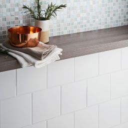 Leccia White Gloss Plain Ceramic Indoor Wall Tile, (L)150mm (W)150mm