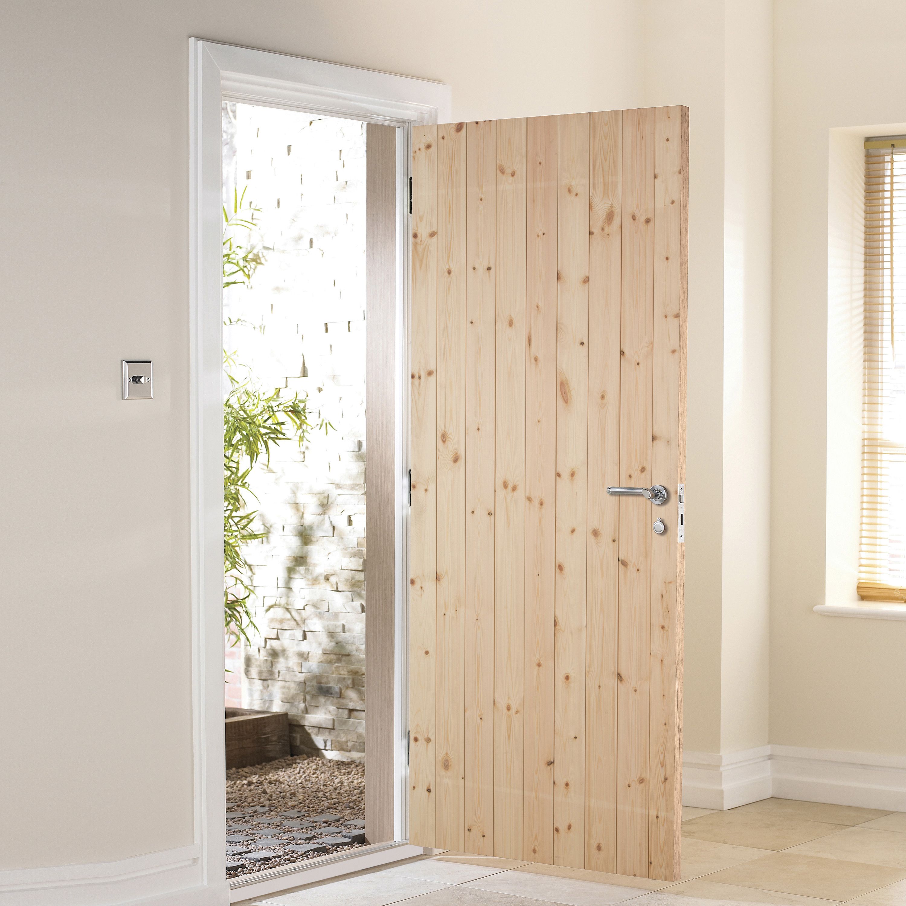 Ledged & braced Wooden External Side Back door, (H)1981mm (W)762mm