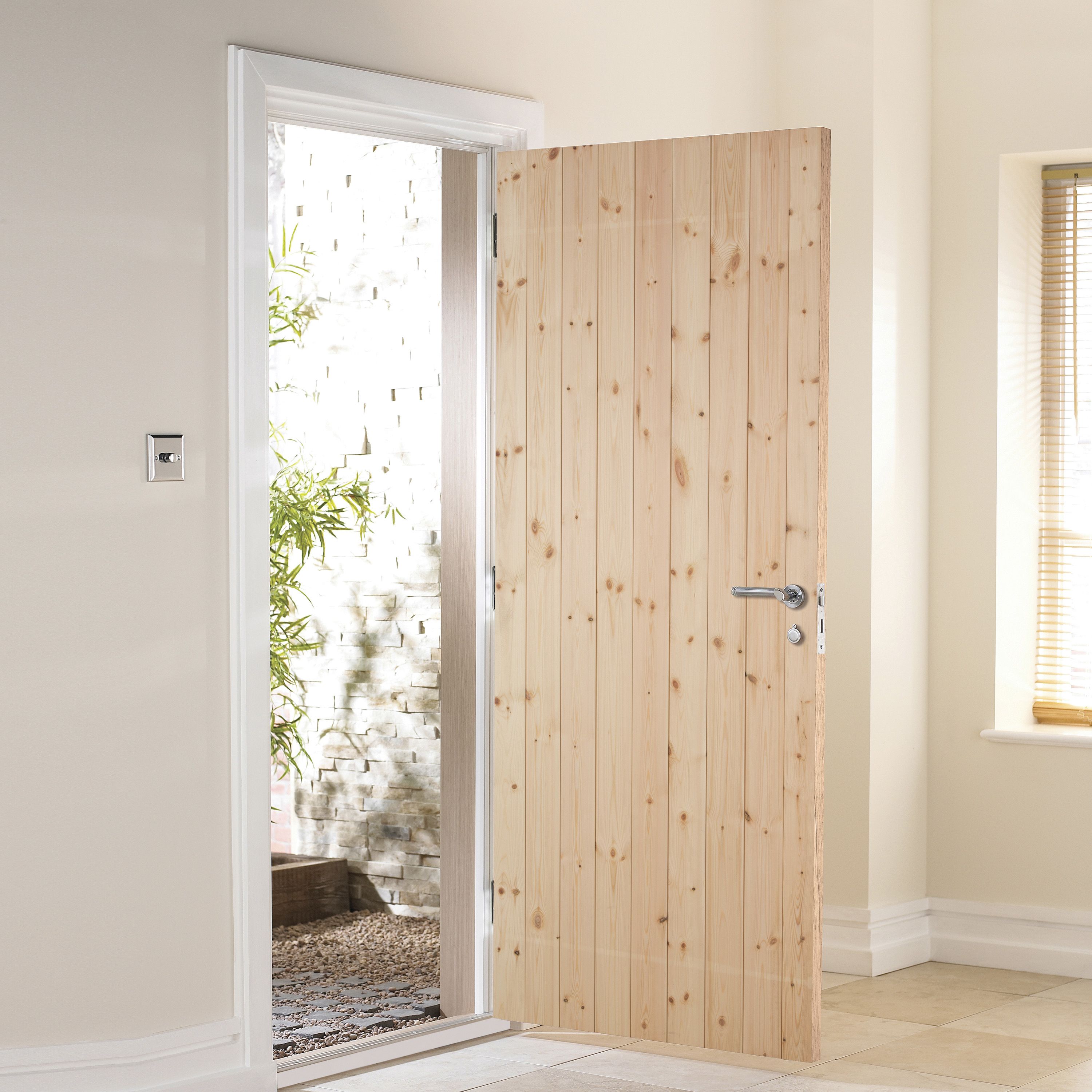 Ledged & braced Wooden External Side Back door, (H)1981mm (W)838mm