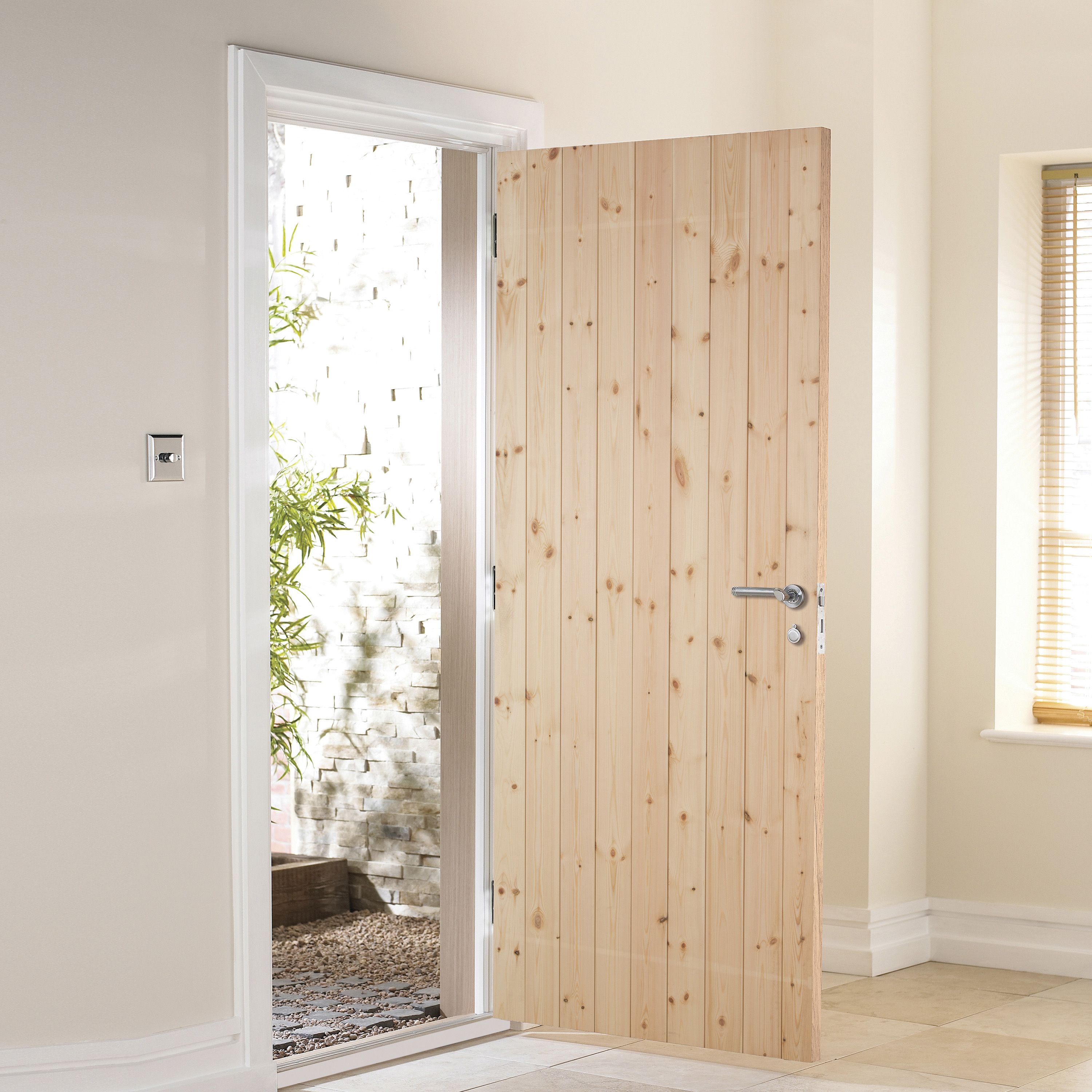 Ledged & braced Wooden External Side Back door, (H)2032mm (W)813mm