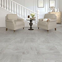 Leggiero Light grey Gloss Slate effect Laminate Flooring Sample
