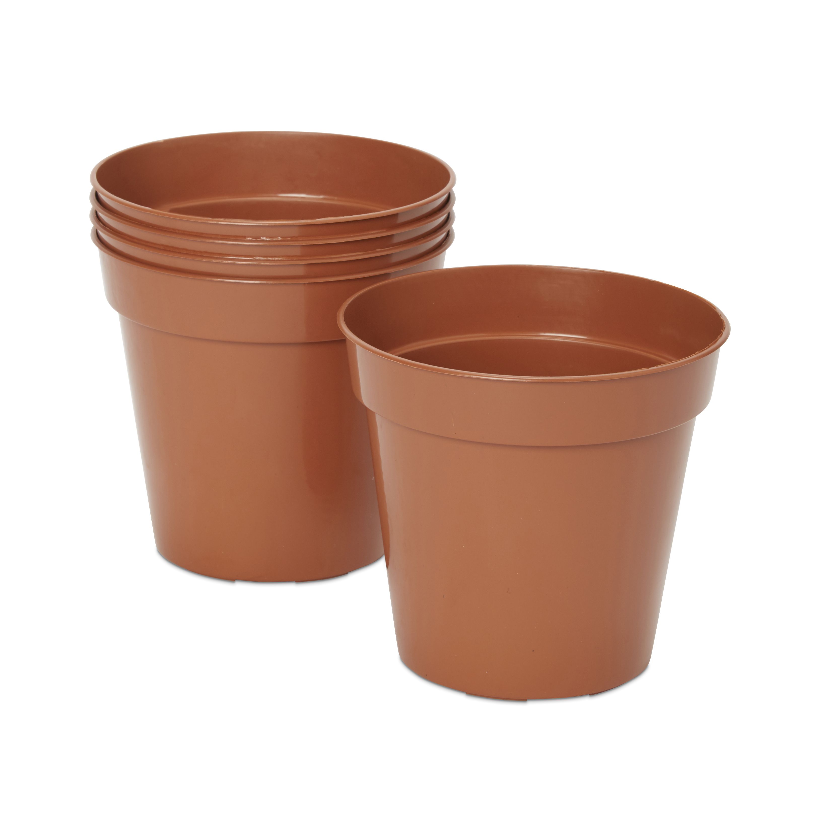 Lei Terracotta Plastic Circular Grow pot (Dia)10cm, Pack of 5