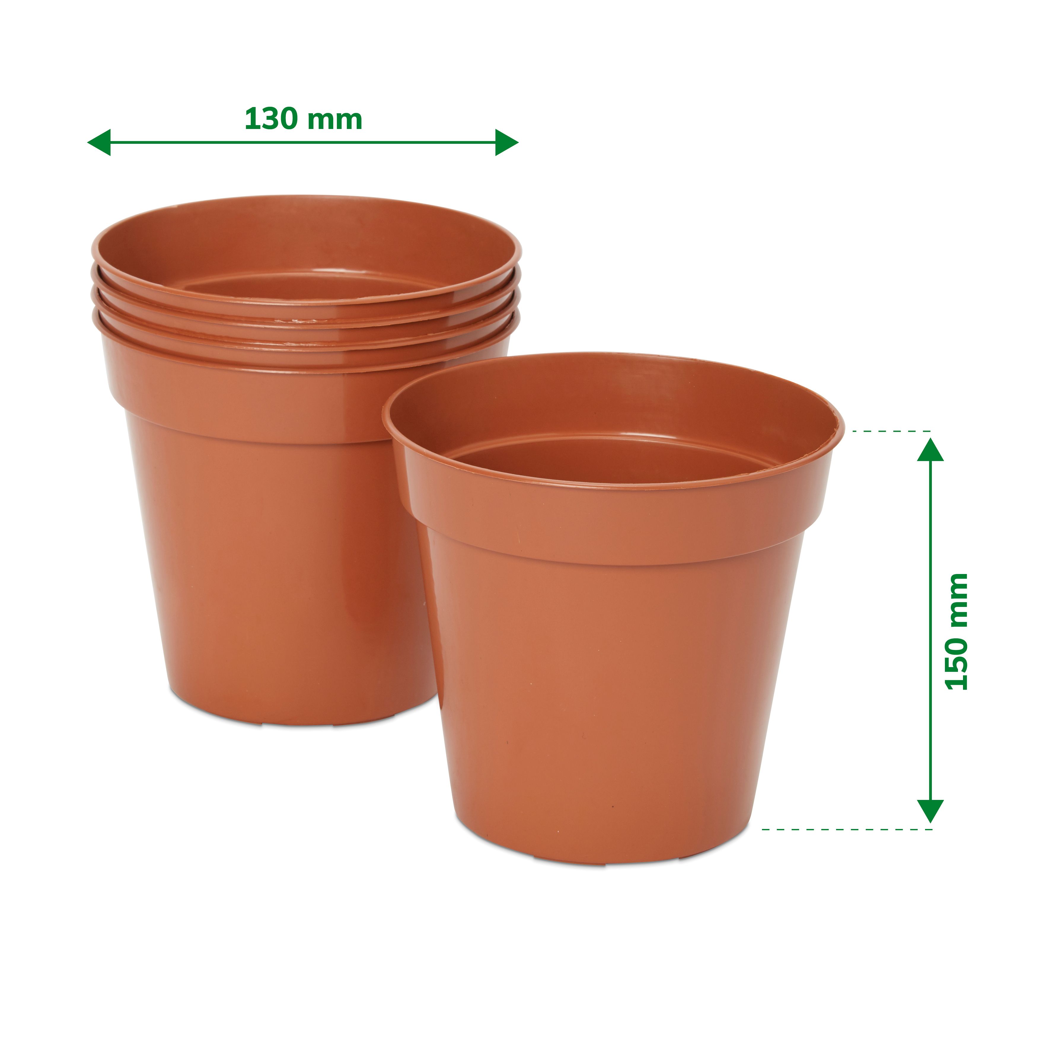 Lei Terracotta Plastic Circular Grow pot (Dia)13cm, Pack of 5