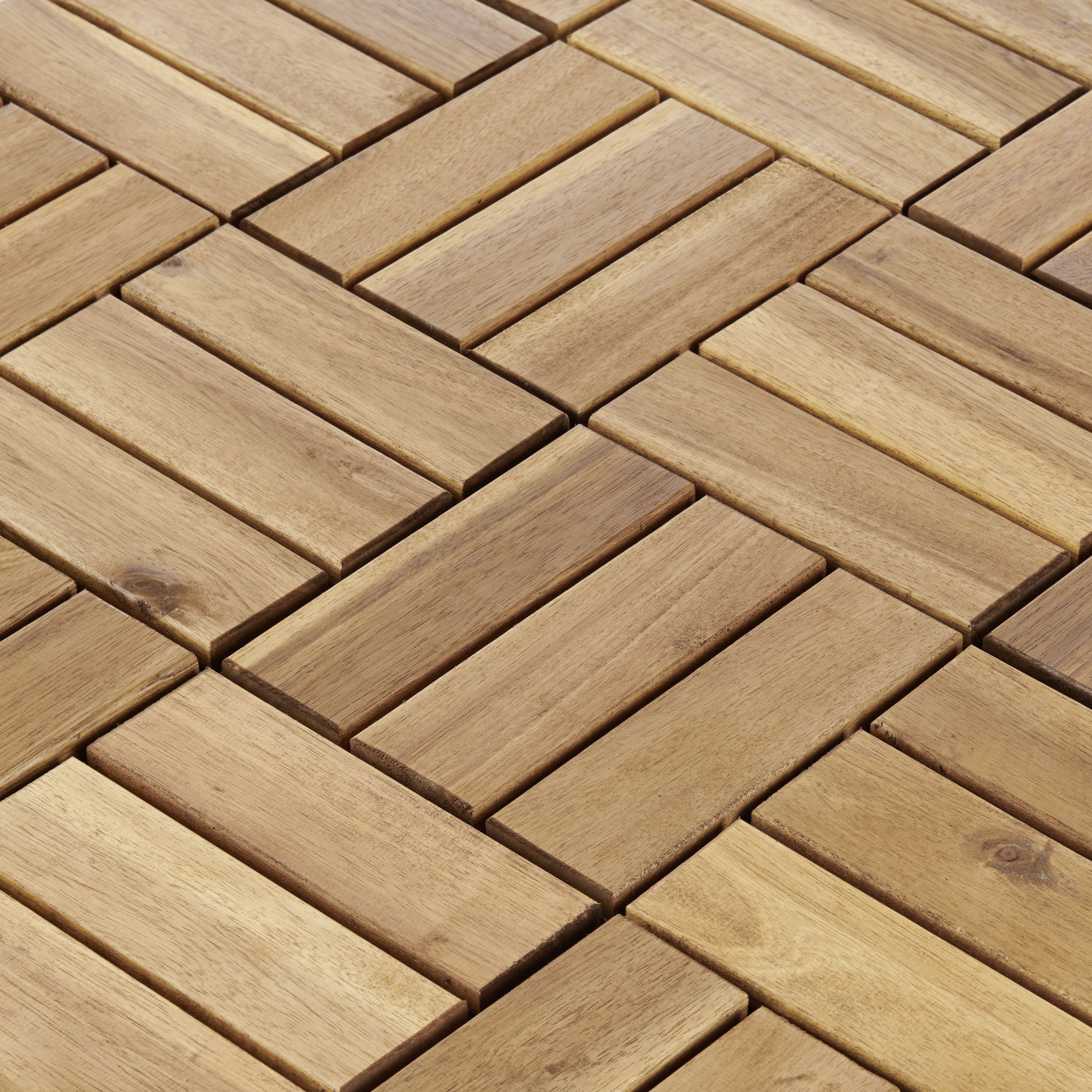 Lempa Natural Acacia Clippable deck tile (L)0.3m (W)300mm (T)24mm, Pack of 4