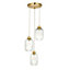 Lena Ribbed Brushed Glass & steel Gold effect 3 Lamp Ceiling light