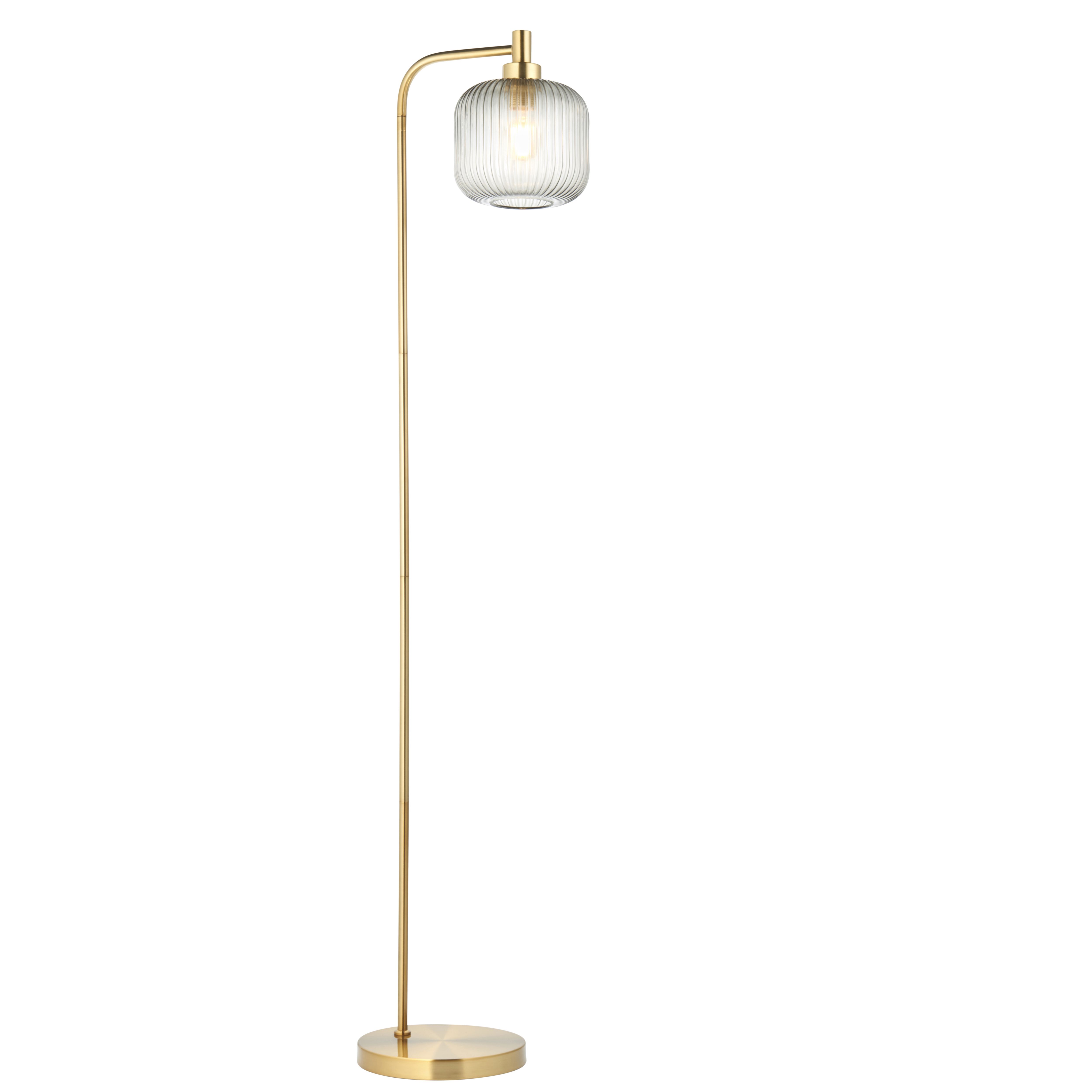 Lena Ribbed Satin Gold effect Floor lamp