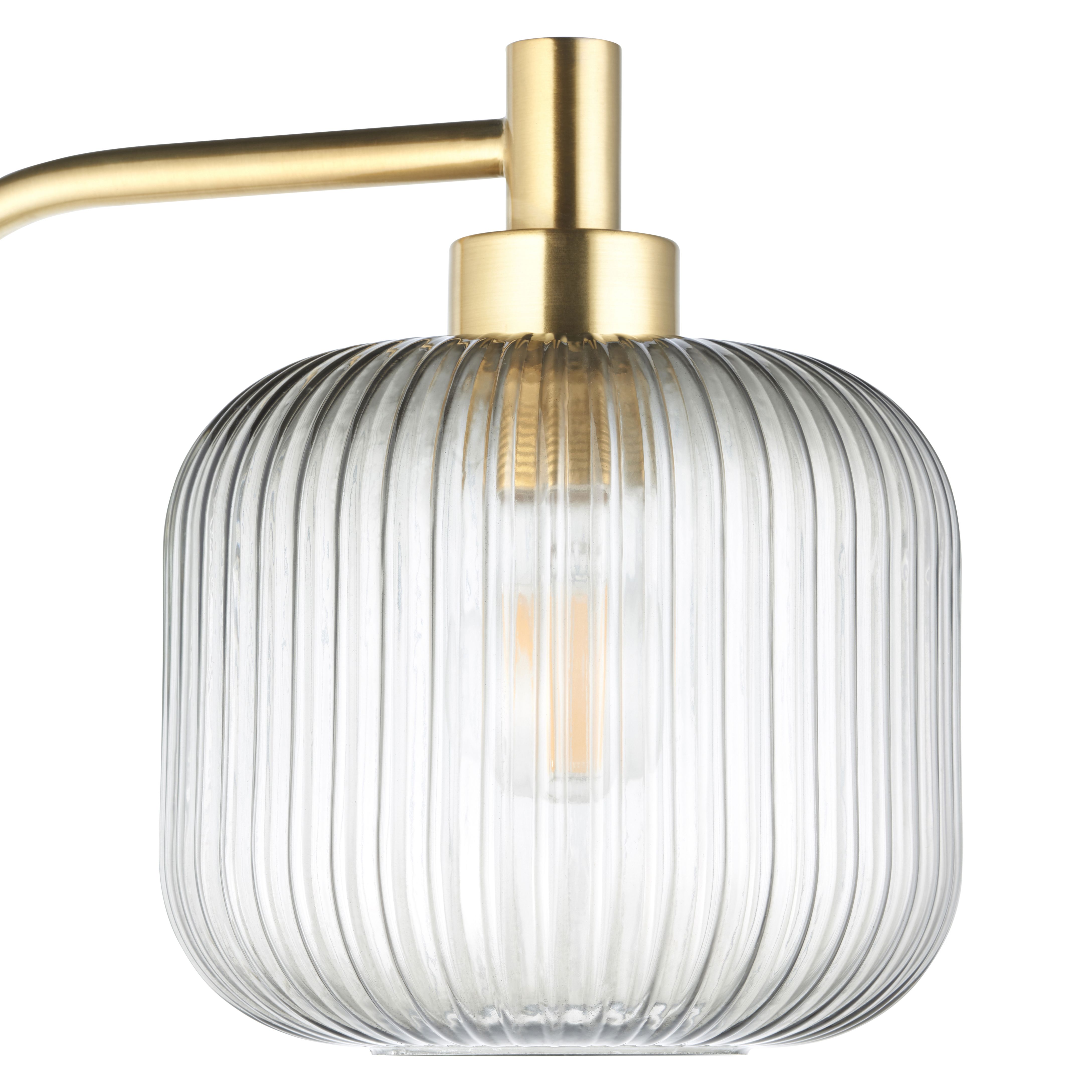 Lena Ribbed Satin Gold effect Floor lamp