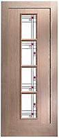Lenzie 1 panel Obscure Glazed Oak veneer External Front door, (H)1981mm (W)838mm