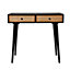Leona Matt black rattan effect 2 Drawer Non extendable Console table (H)790mm (W)400mm (D)800mm