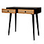 Leona Matt black rattan effect 2 Drawer Non extendable Console table (H)790mm (W)400mm (D)800mm