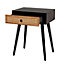 Leona Matt black rattan effect MDF 1 Drawer Bedside table (H)580mm (W)450mm (D)450mm