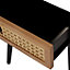 Leona Matt black rattan effect MDF 1 Drawer Bedside table (H)580mm (W)450mm (D)450mm