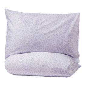 Leopard print Lilac & white Single Duvet cover & pillow case set