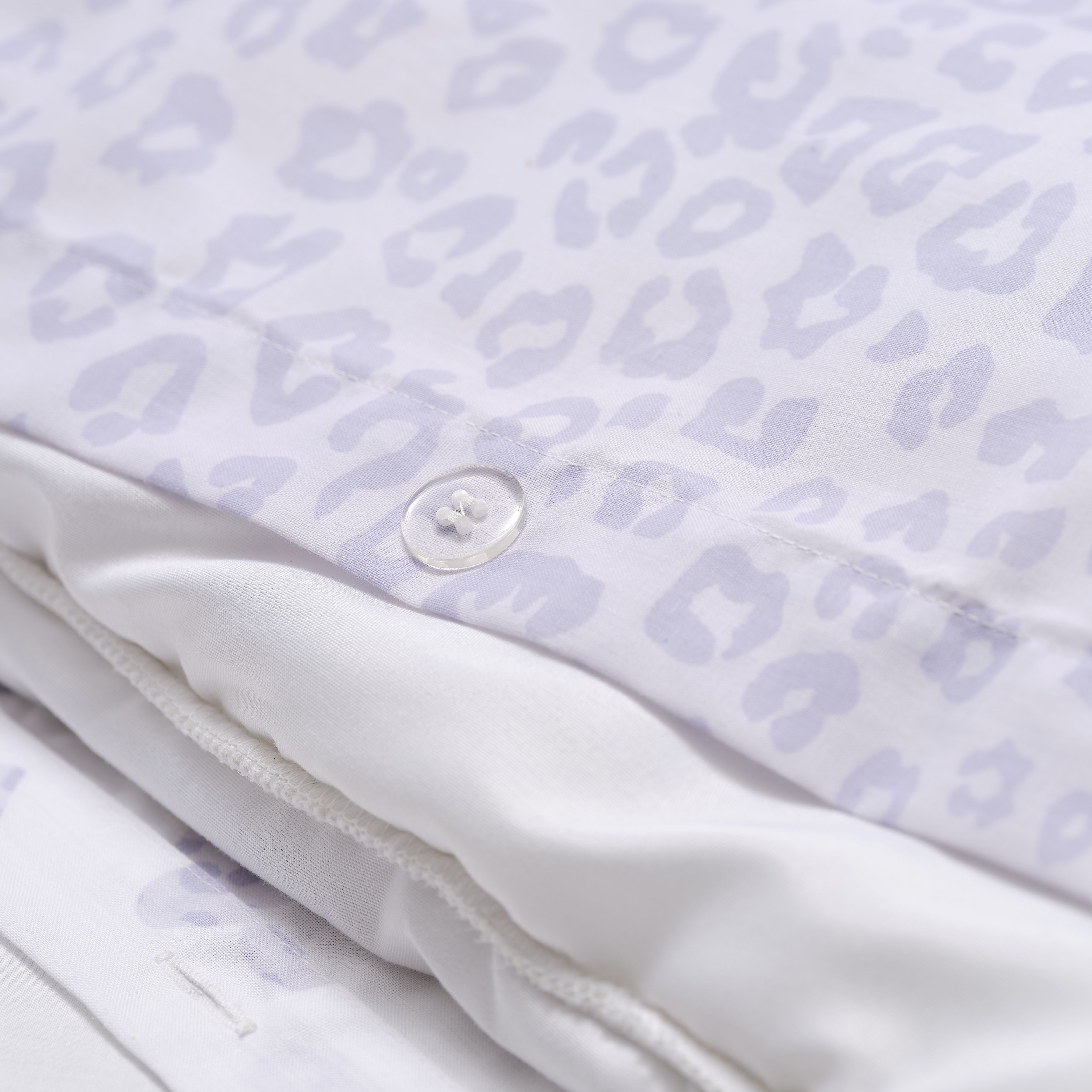 Leopard print Lilac & white Single Duvet cover & pillow case set