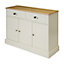 Letvica Matt White Light oak effect Chipboard 3 door 2 drawer Standard Shaker Sideboard (H)771mm (W)1067mm (D)408mm