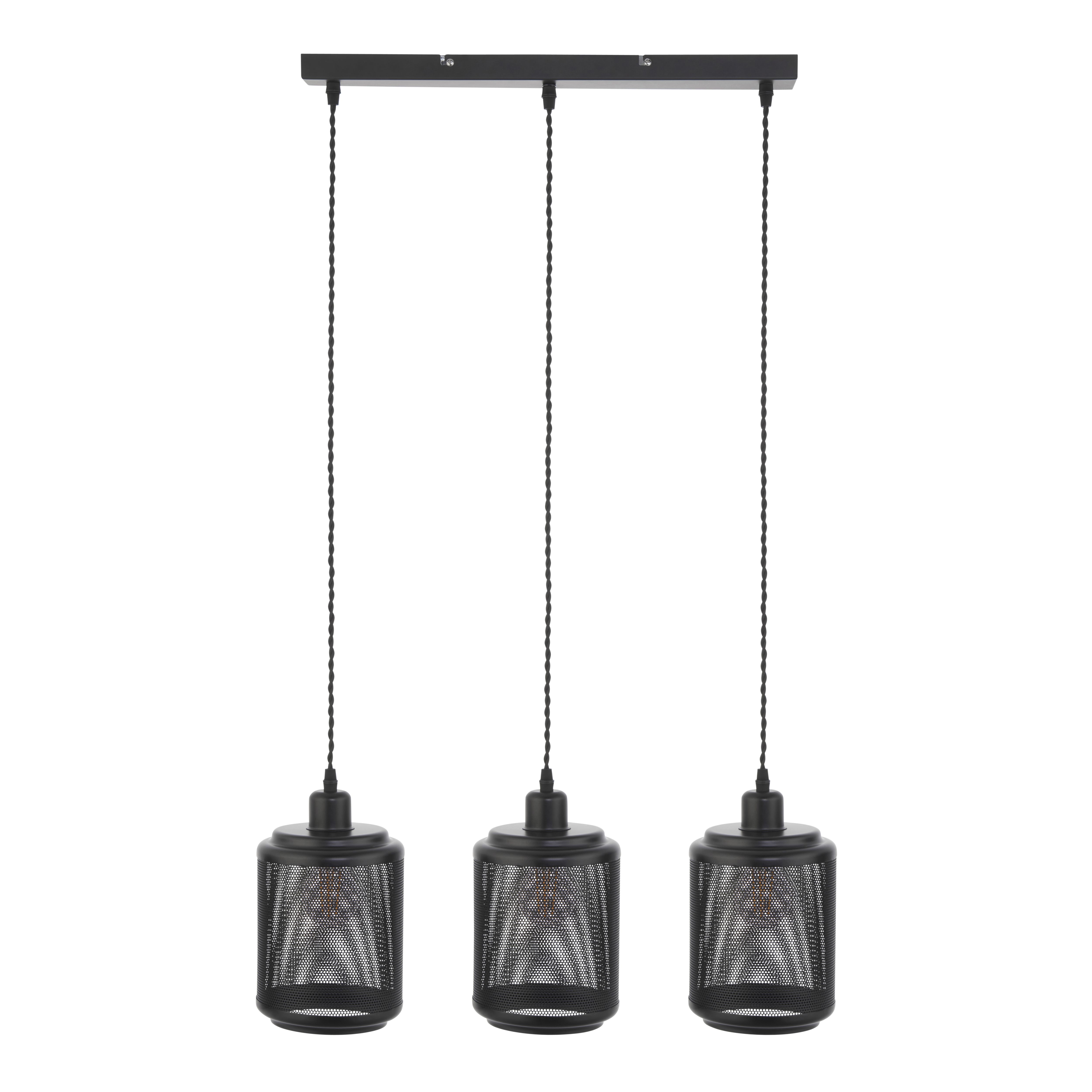 Leven black 3 Lamp Pendant ceiling light