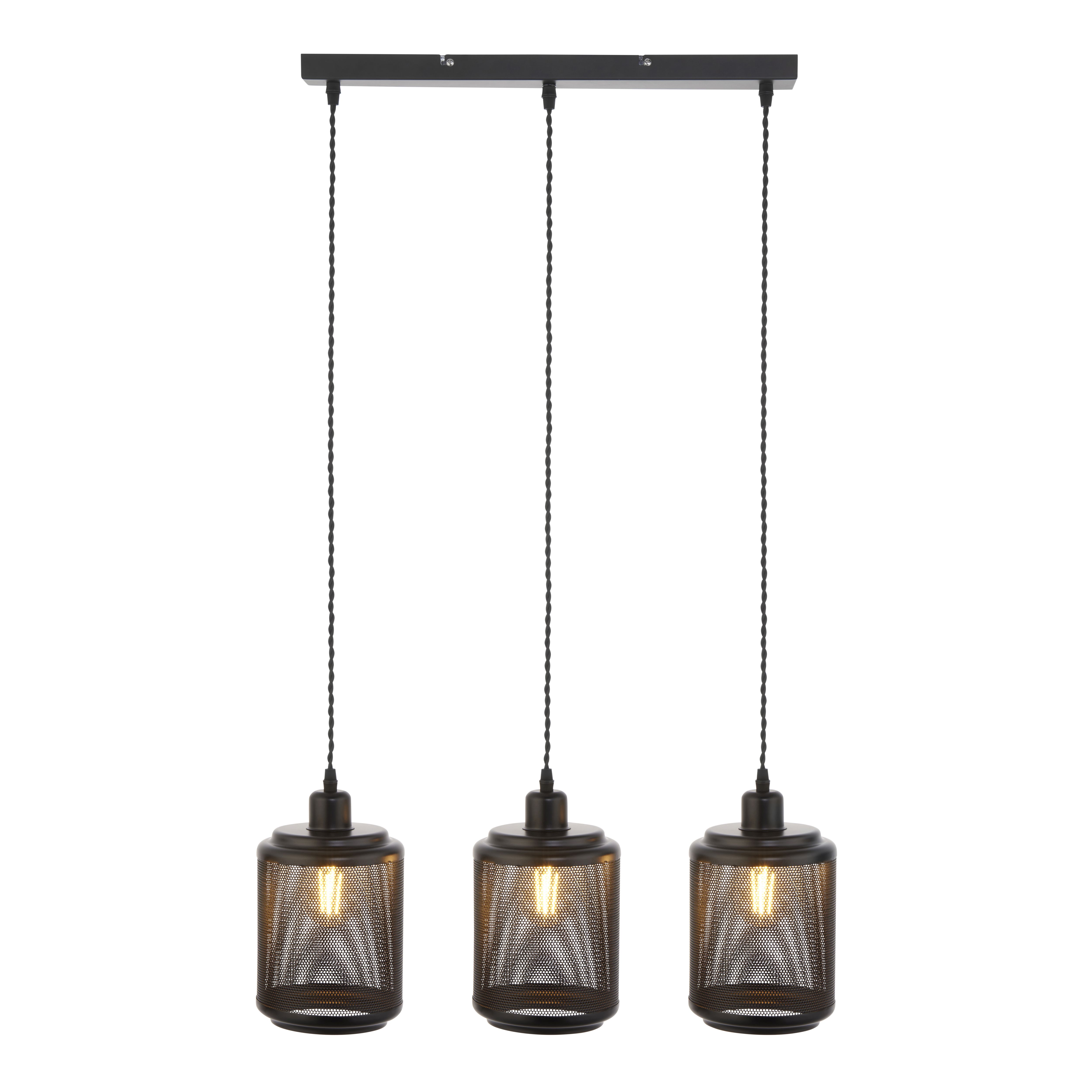 Leven black 3 Lamp Pendant ceiling light