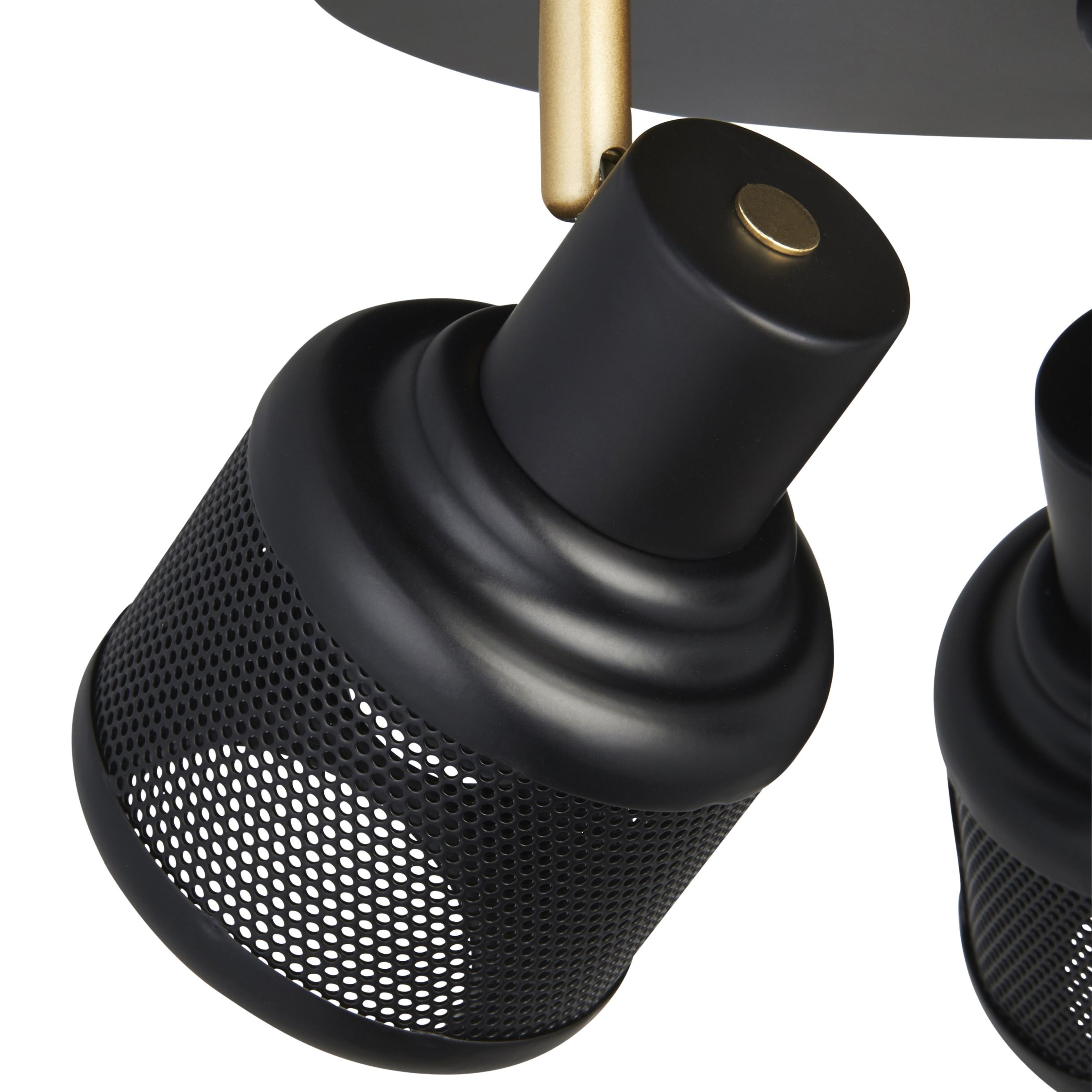 Leven Satin Black Mains-powered (wired) 3 Light Spotlight plate