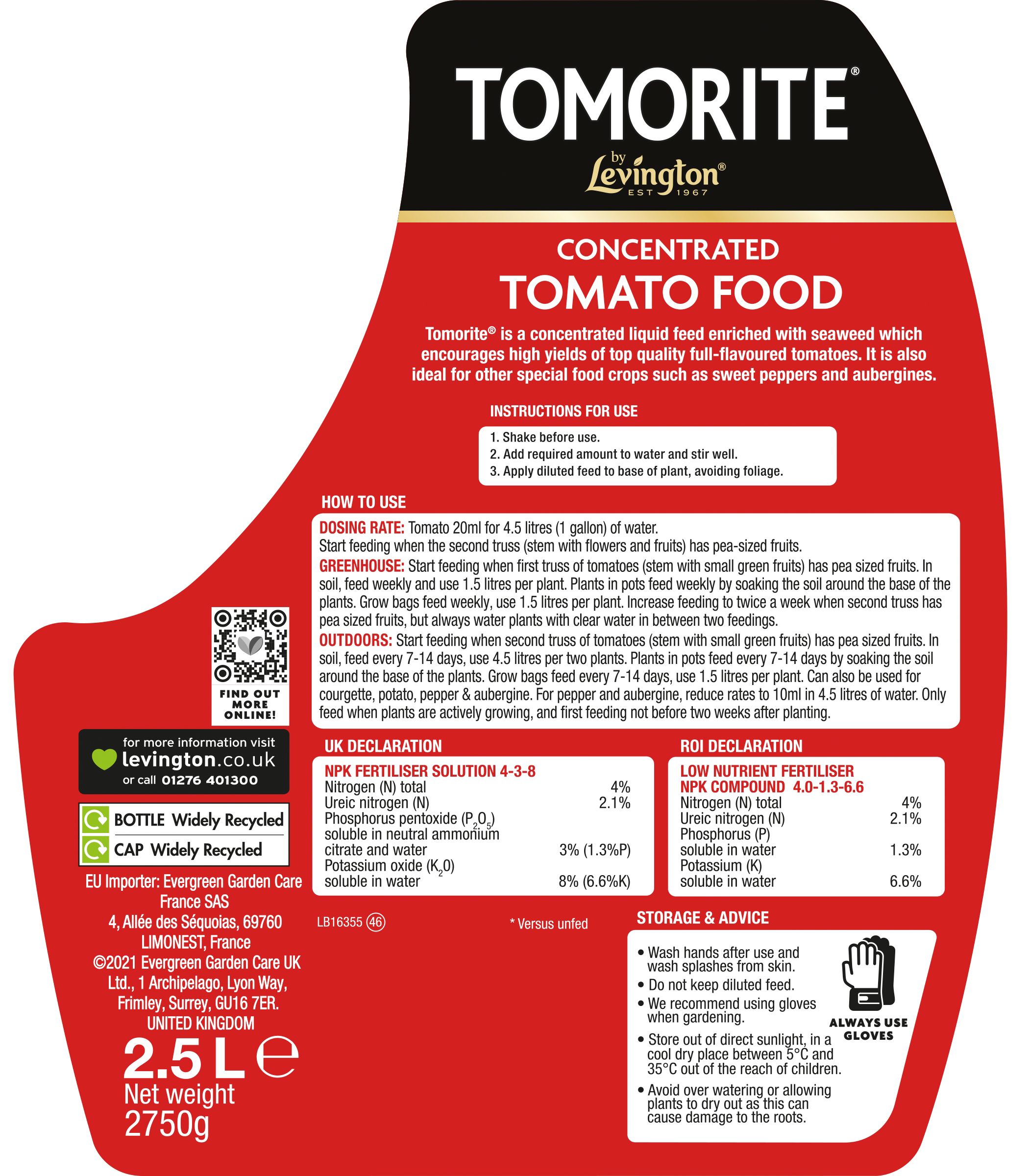 Levington Tomorite Liquid Plant feed 2.5L