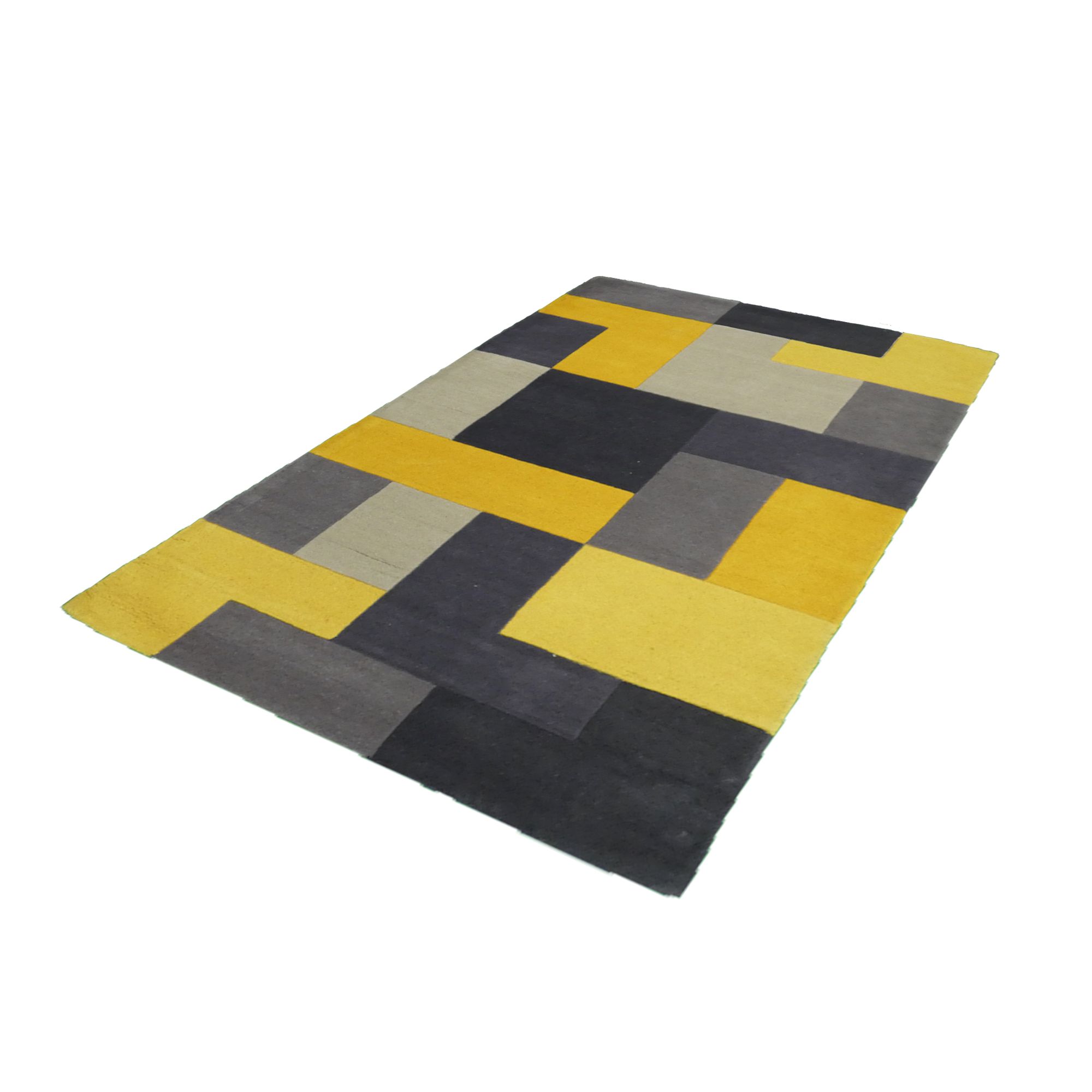 Lexus Grey & Yellow Block Rug 230cmx160cm