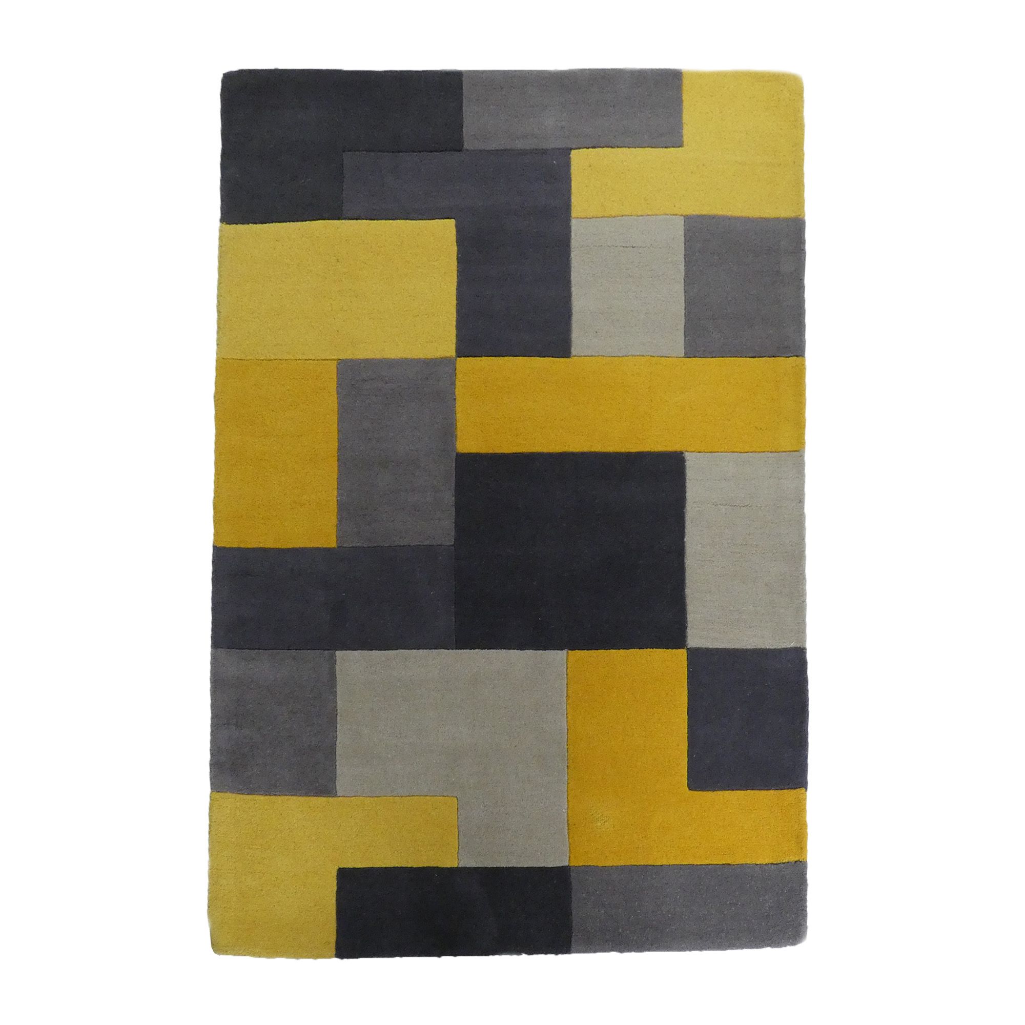 Lexus Grey & Yellow Block Rug 230cmx160cm