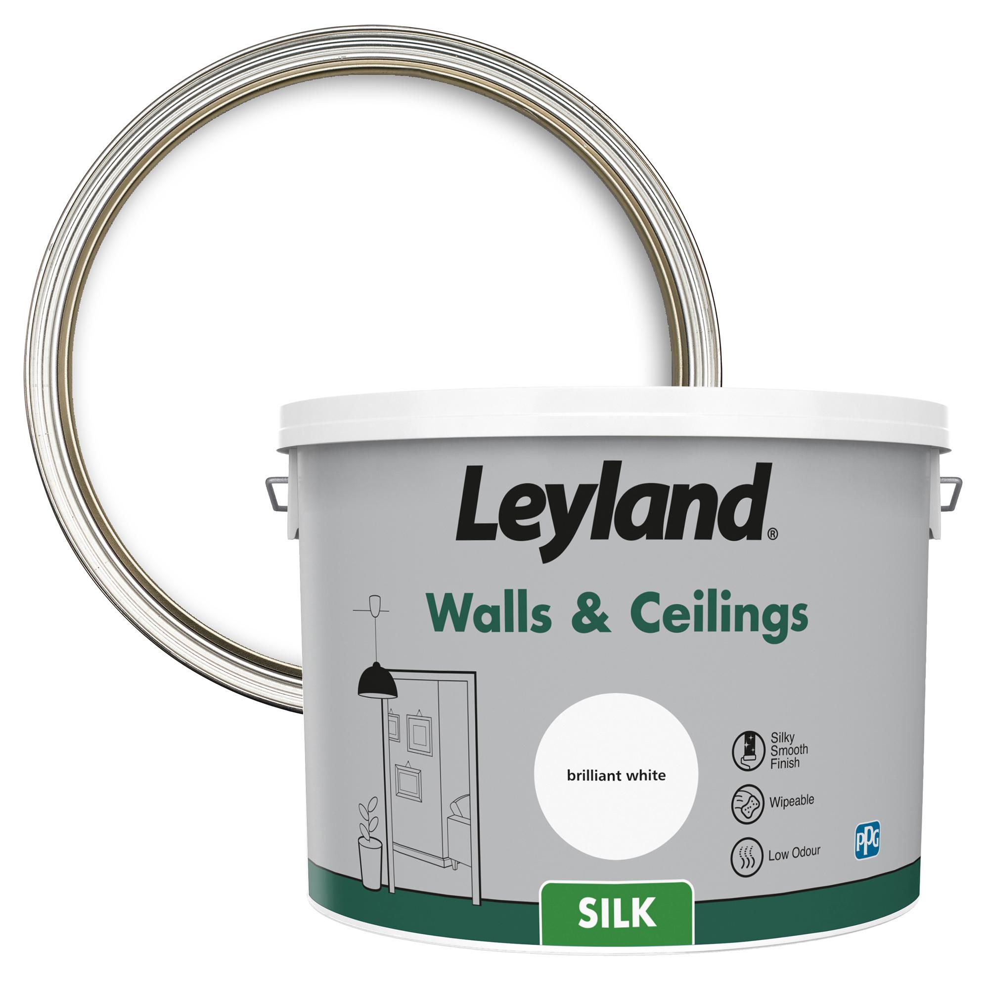 Leyland Brilliant White Silk Emulsion paint, 10L