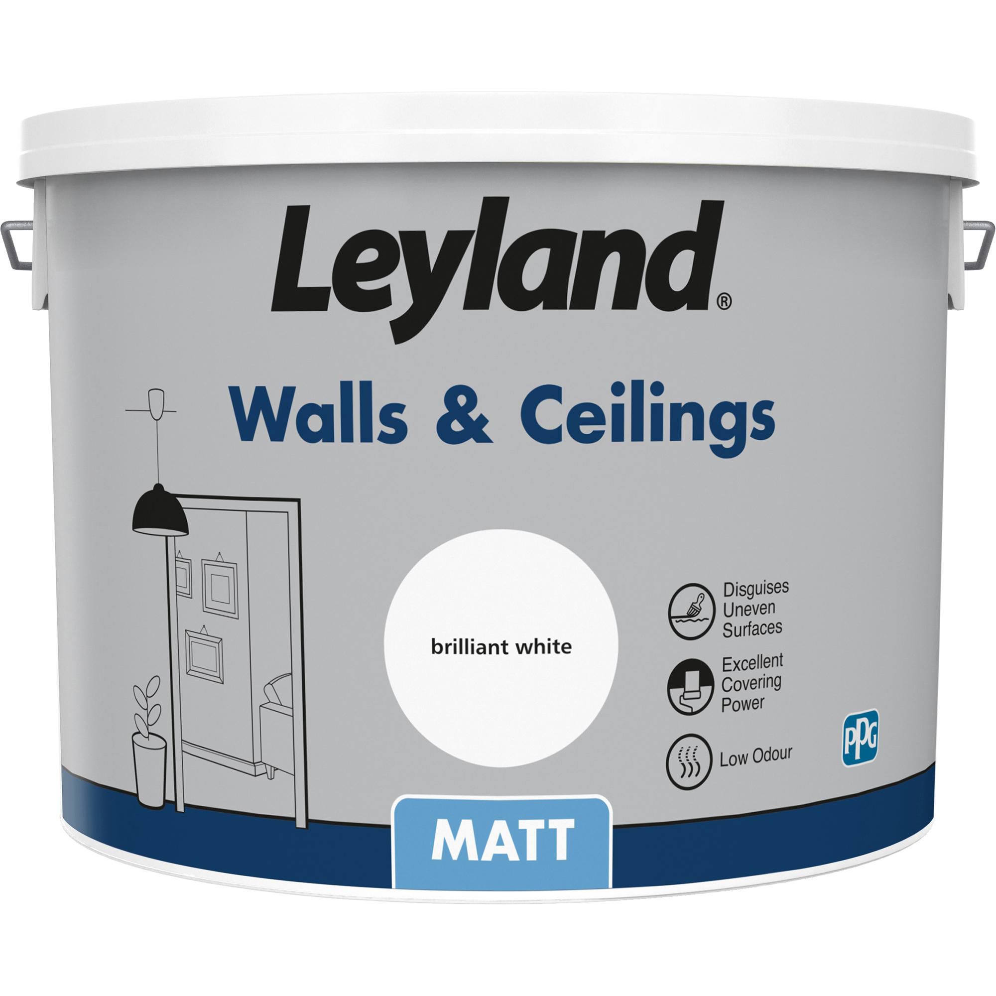 Leyland Pure brilliant white Matt Emulsion paint, 10L Tradepoint