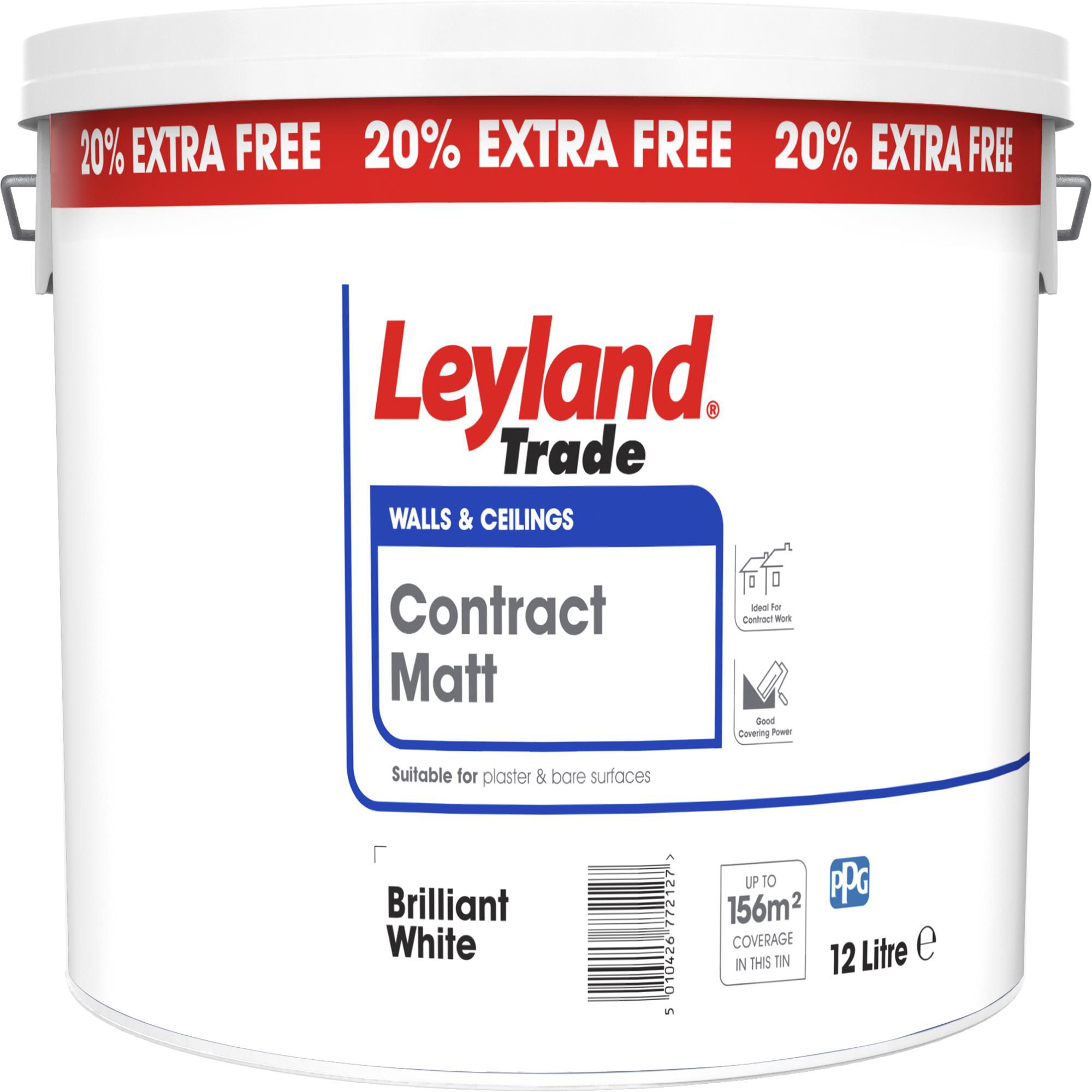 Leyland Trade Contract White Matt Emulsion paint, 12L