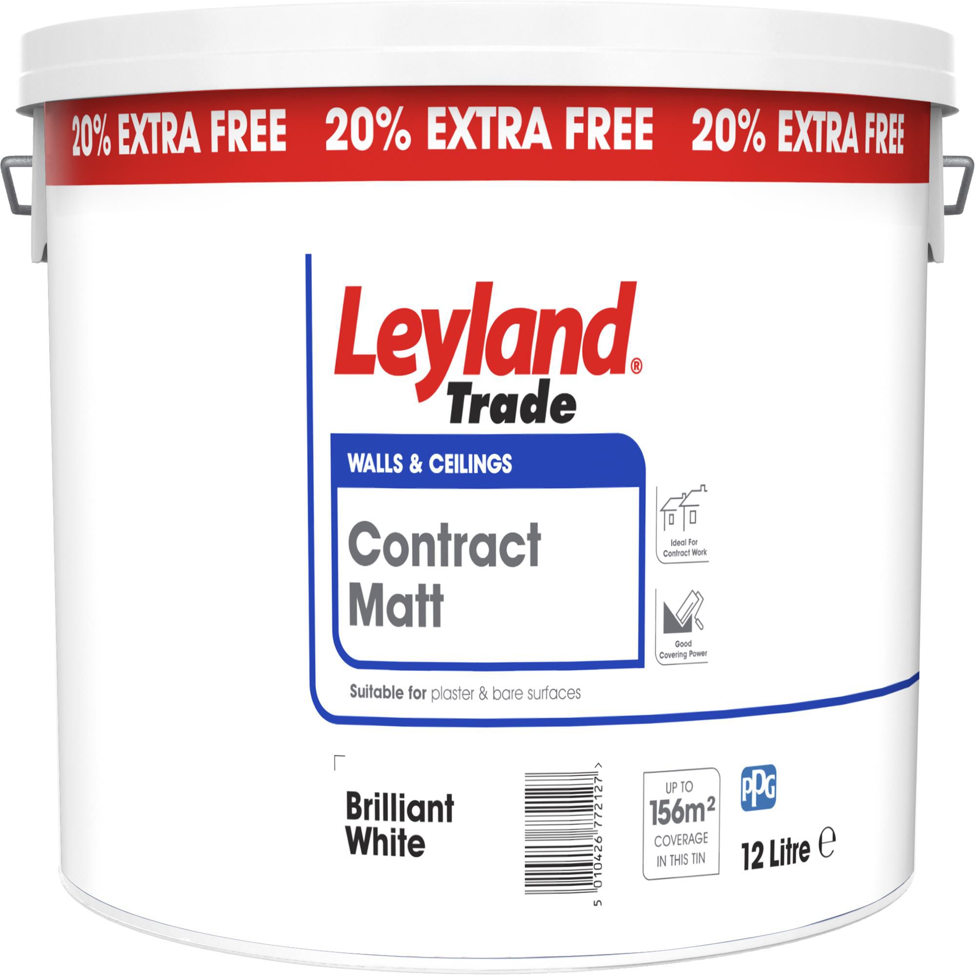 Leyland Trade Contract White Matt Emulsion paint, 12L Tradepoint