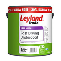 Leyland Trade Fast drying Brilliant white Metal & wood Undercoat, 3L