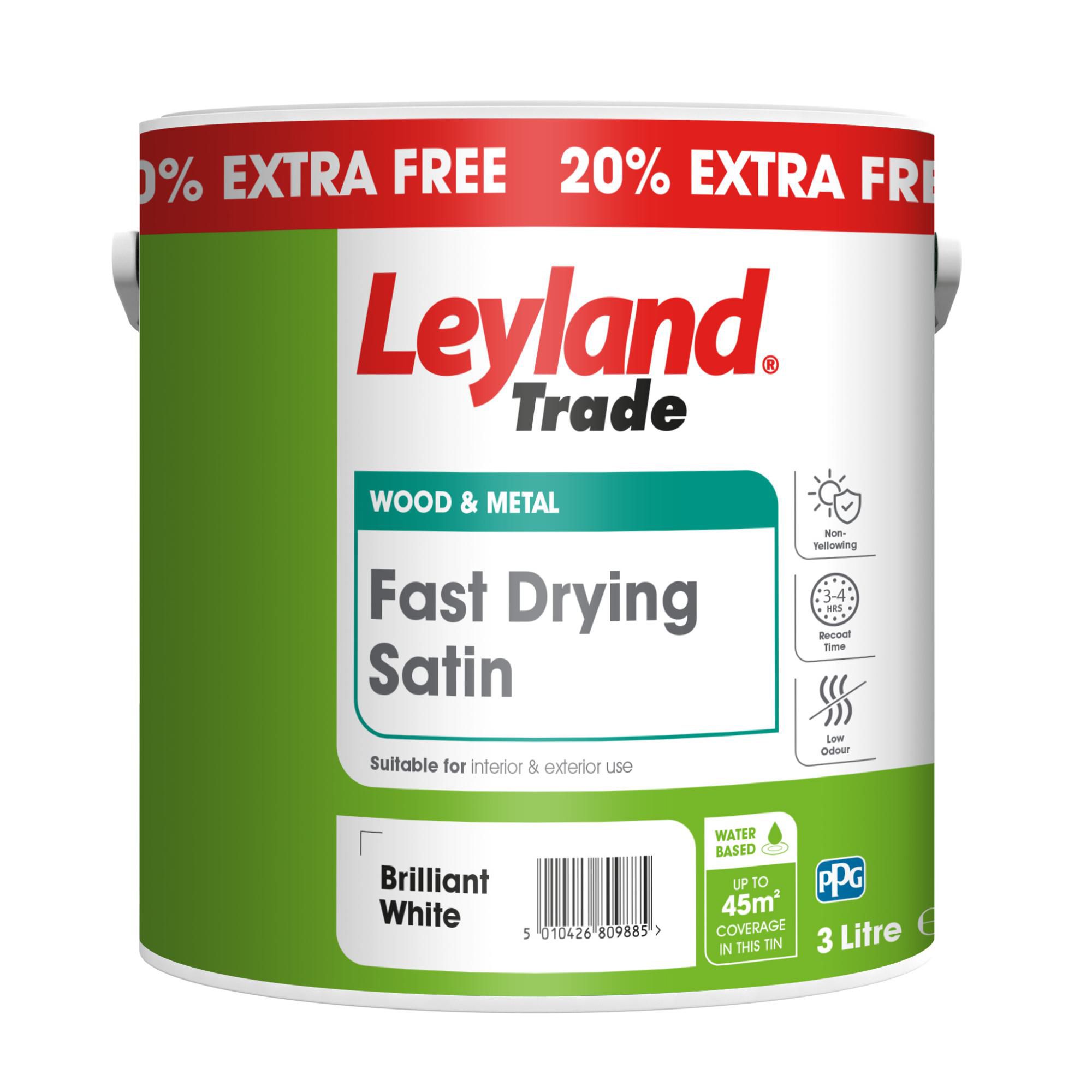 Leyland Trade Fast drying Brilliant White Satinwood Metal & wood paint