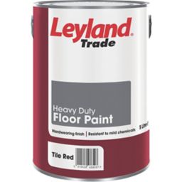 Leyland Trade Heavy duty Tile red Satin Floor paint, 5L