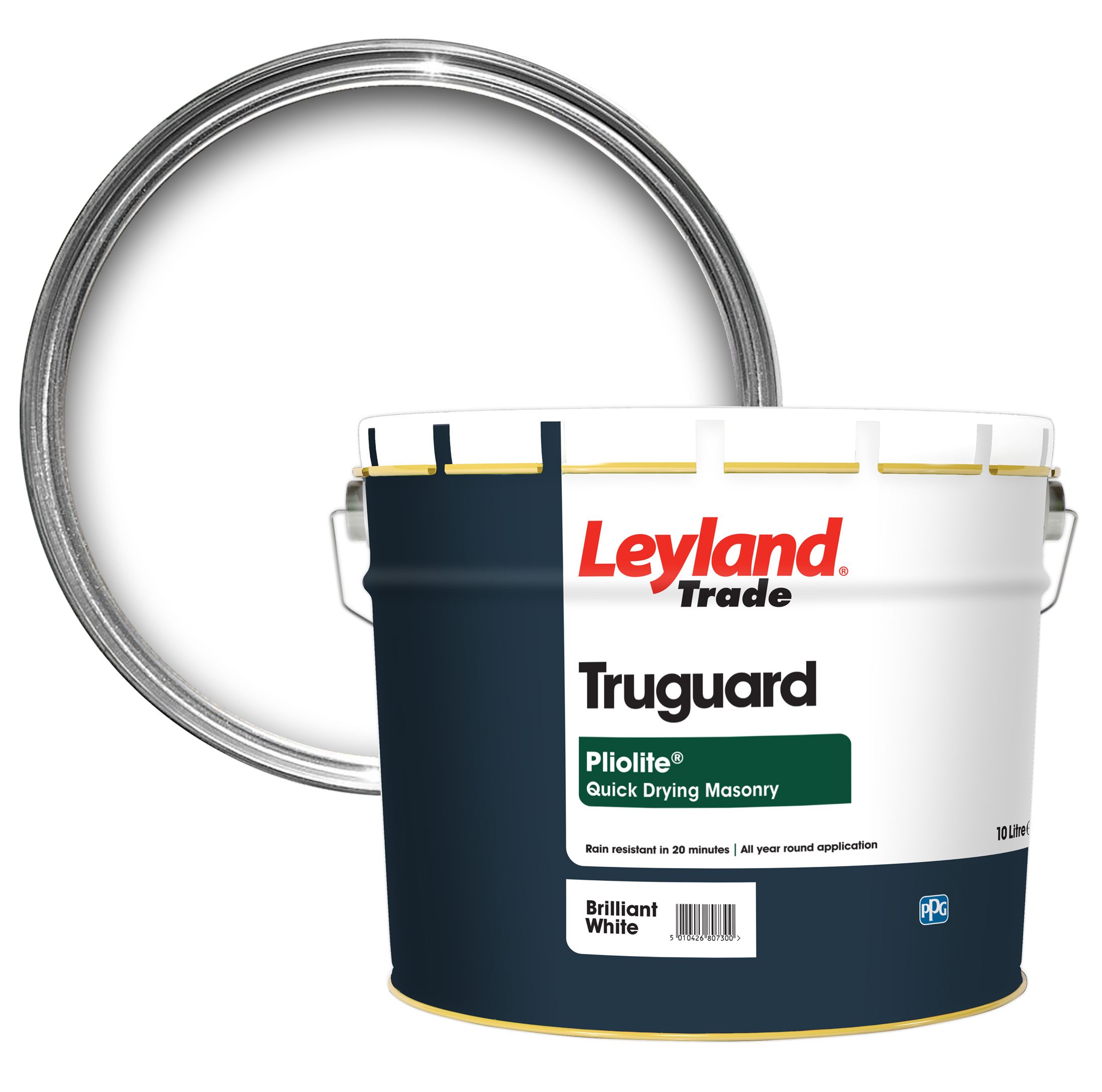 Leyland Trade Pliolite Pure brilliant white Smooth Matt Masonry paint