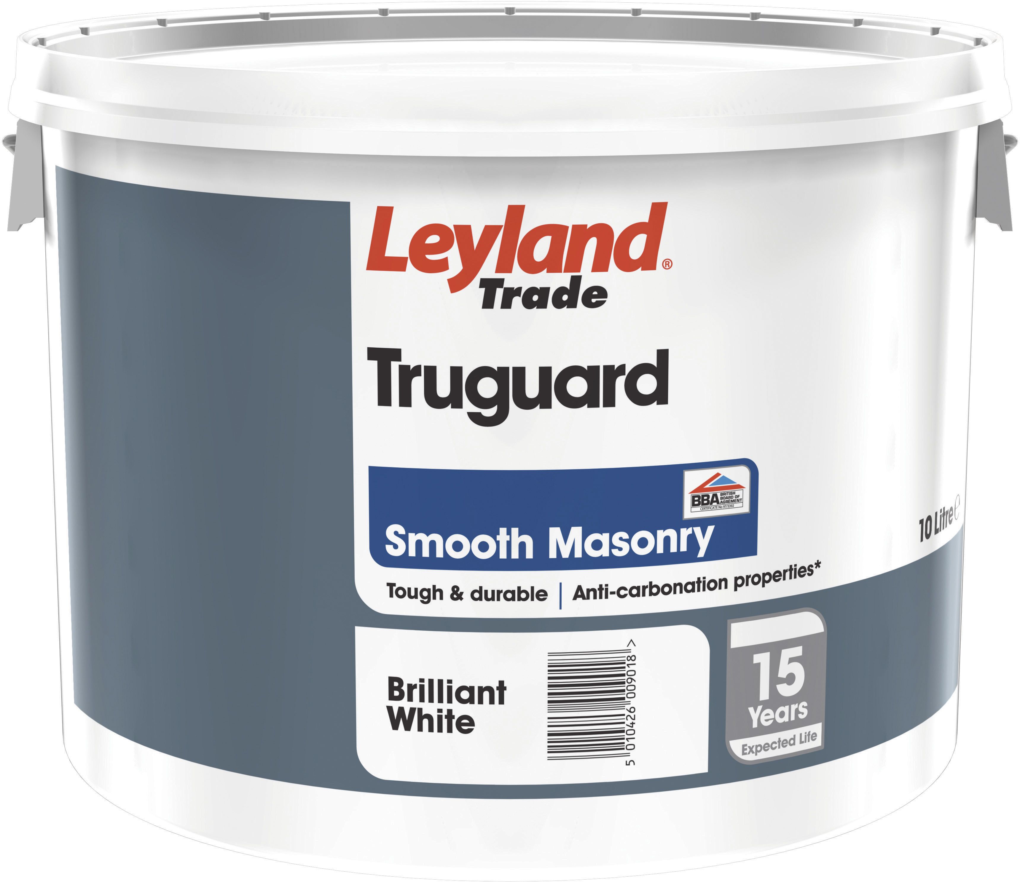 Leyland Trade Pure brilliant white Smooth Matt Masonry paint, 10L Tin