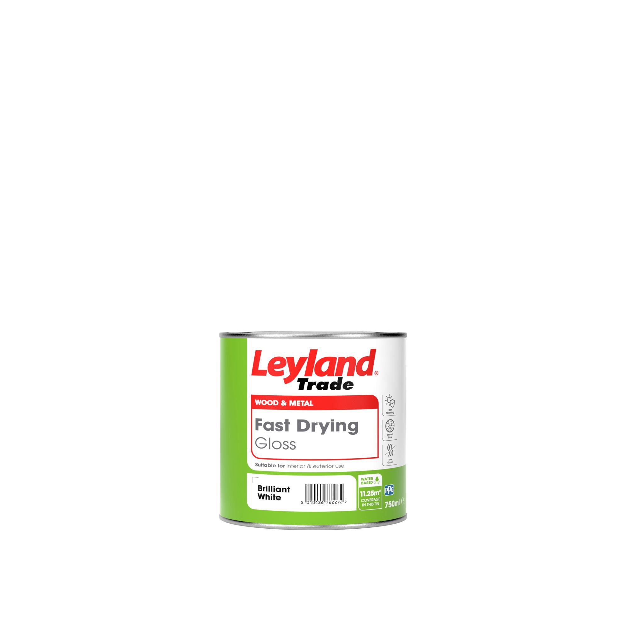 Leyland Trade Quick Dry Pure brilliant white Gloss Metal & wood paint, 750ml