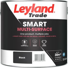 Leyland Trade Smart Black Mid sheen Multi-surface paint, 2.5L