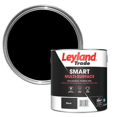 Leyland Trade Smart Black Mid sheen Multi-surface paint, 2.5L