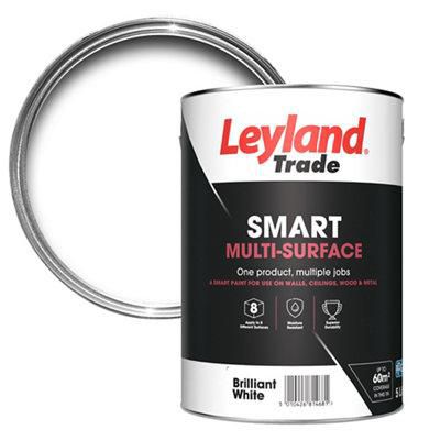 Leyland Trade Smart Brilliant white Mid sheen Multi-surface paint, 5L