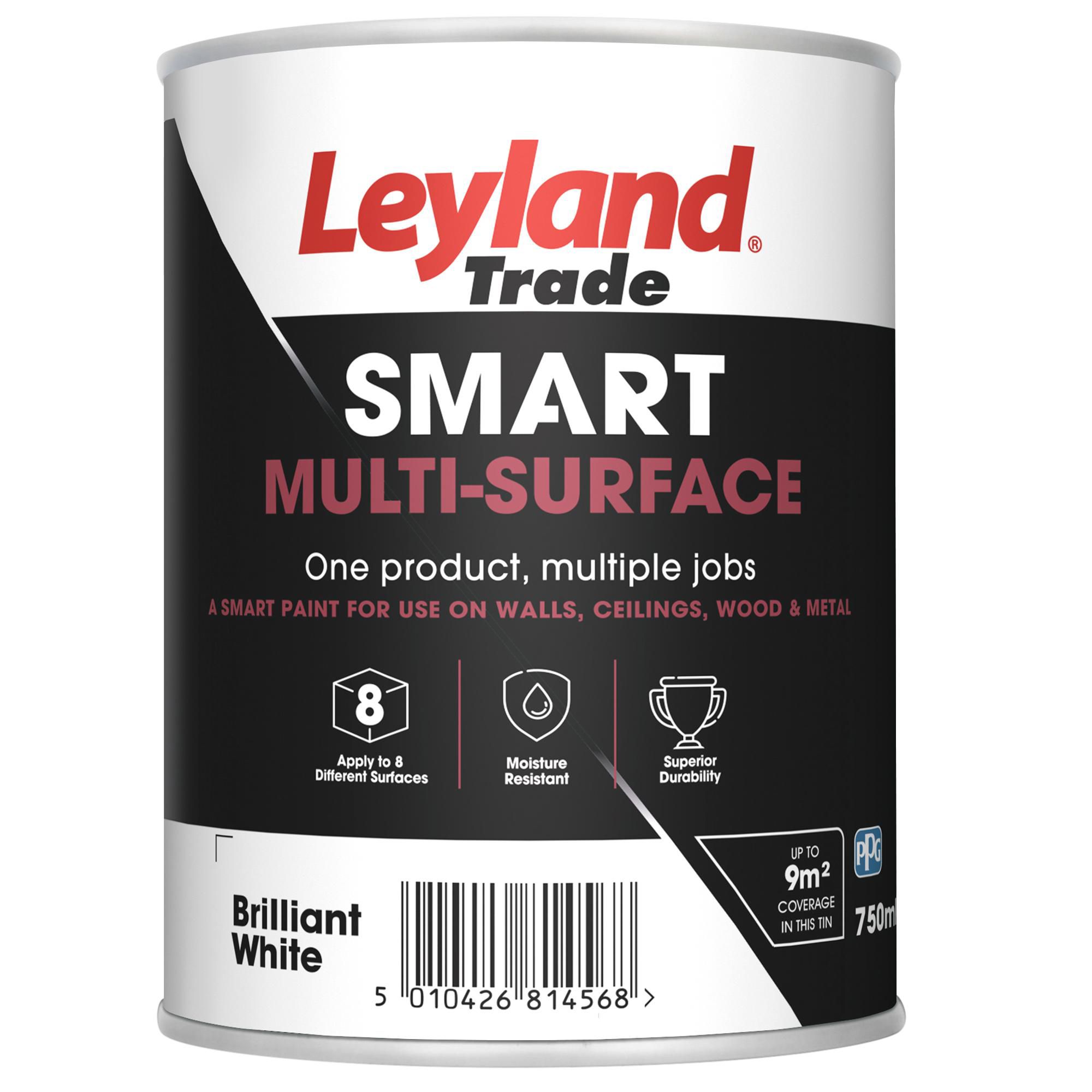 Leyland Trade Smart Brilliant white Mid sheen Multi-surface paint, 750ml