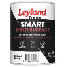Leyland Trade Smart Brilliant white Mid sheen Multi-surface paint, 750ml