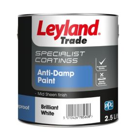 Leyland Trade White Mid sheen Anti-damp paint, 2.5L