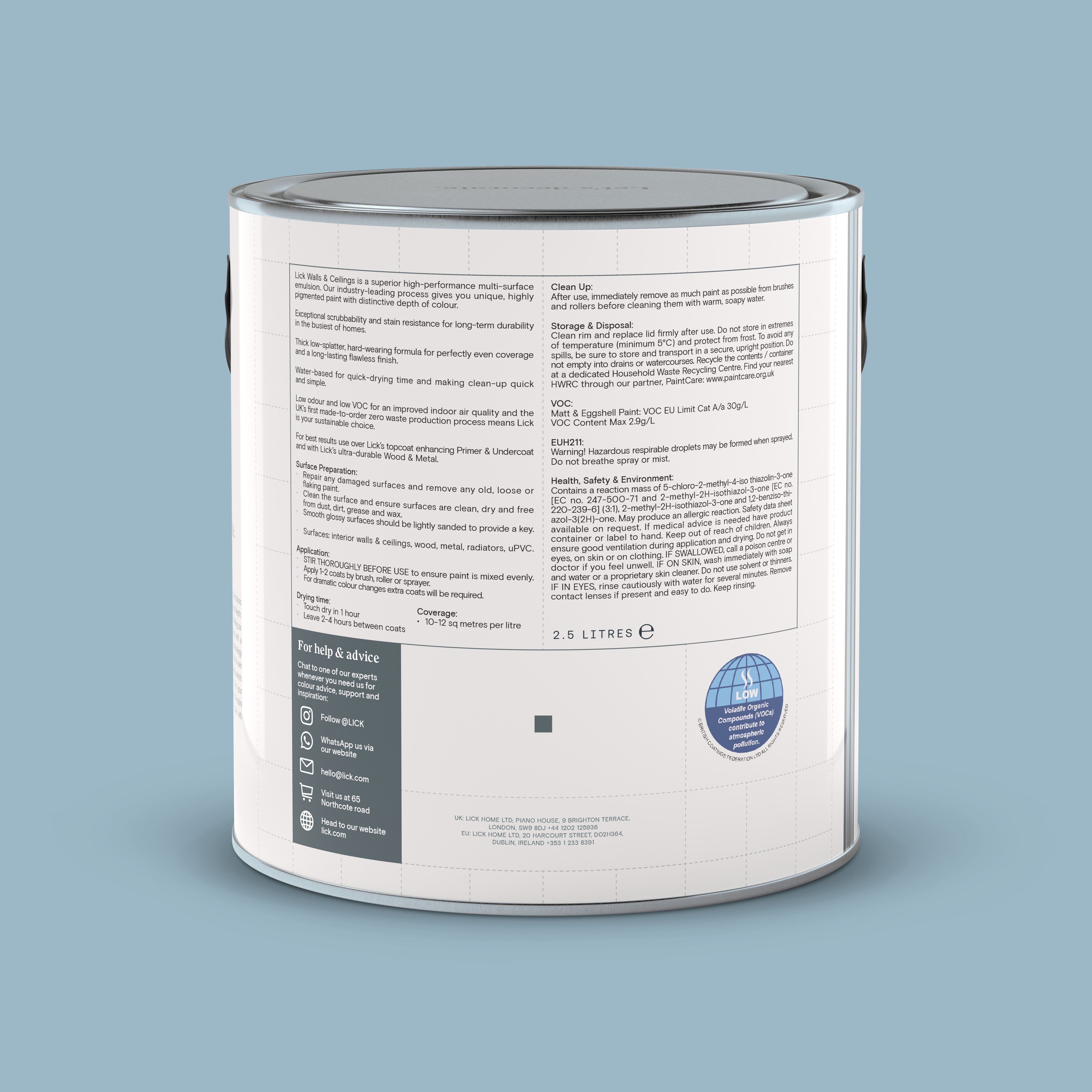 Lick Blue 04 Eggshell Emulsion paint, 2.5L