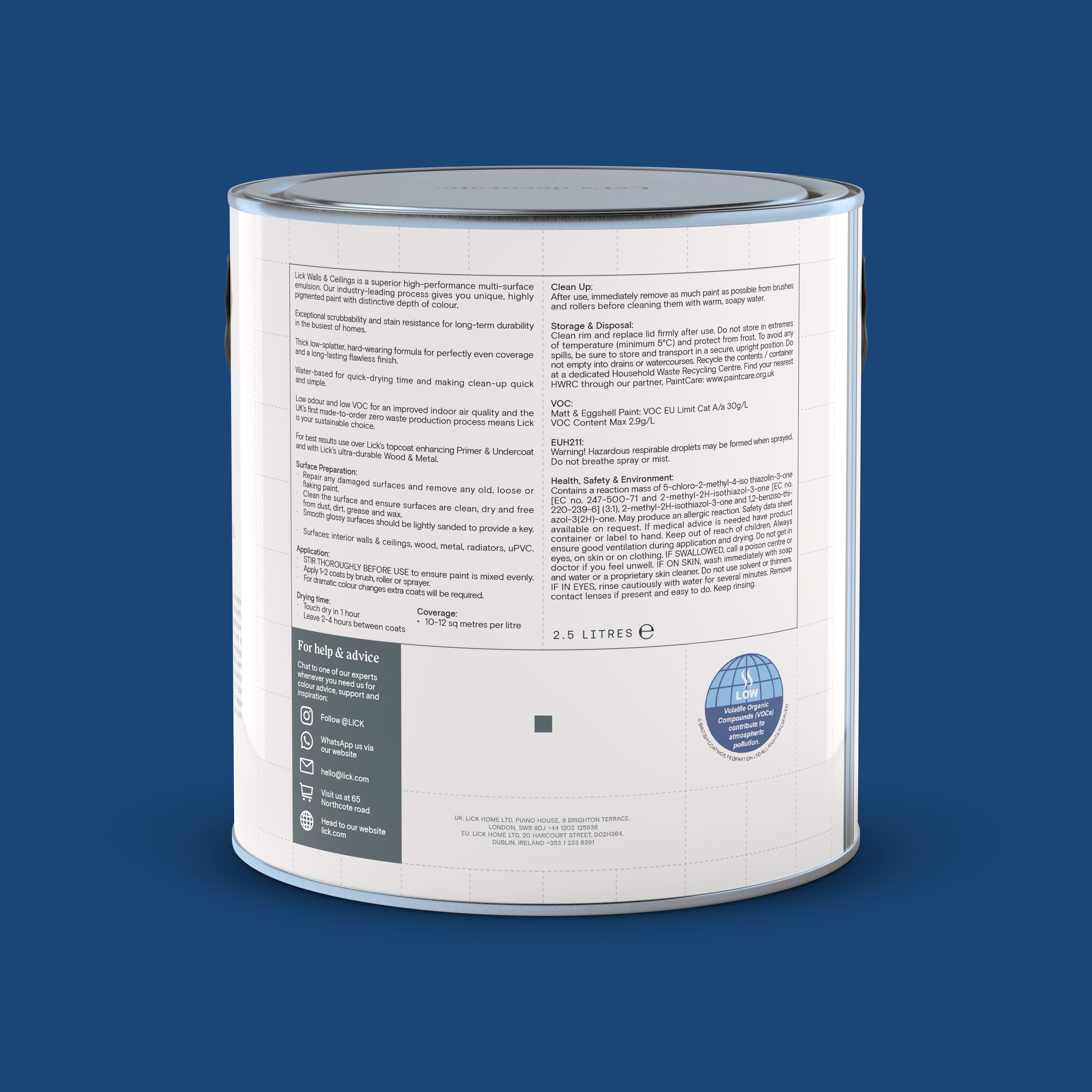 Lick Blue 111 Matt Emulsion paint, 2.5L