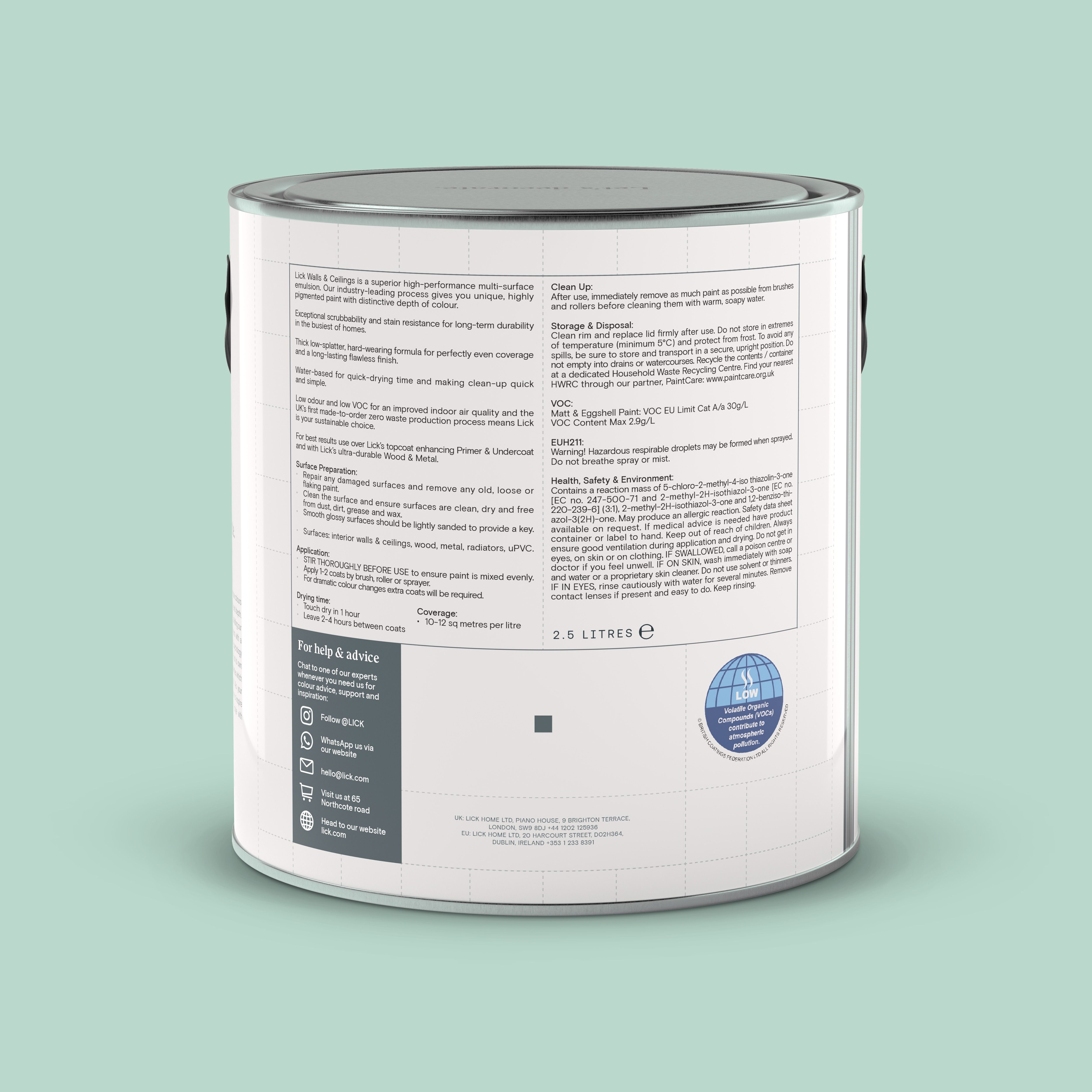 Lick Blue 13 Eggshell Emulsion paint, 2.5L